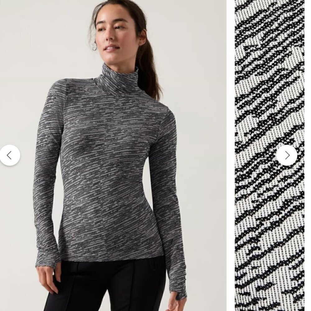 EUC Athleta XS FLURRY SEAMLESS TURTLENECK Wren Black